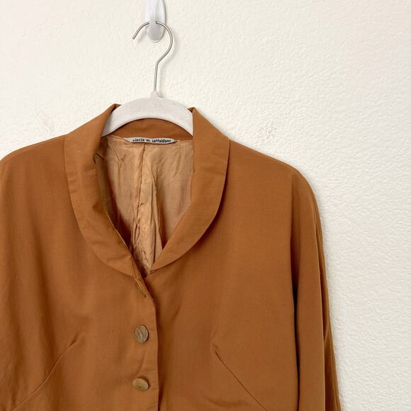 [Vintage] Cinzia M. Iaffaldano Size Medium M Cognac Brown Wool Cropped Jacket - Picture 5 of 12